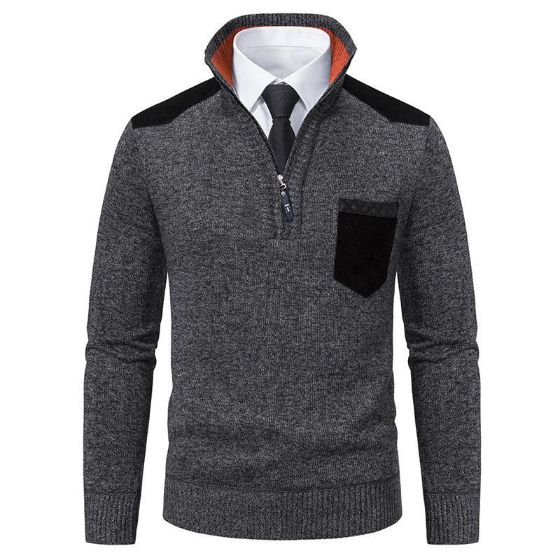 Pullover Men Sweater Thick Polo Shirts Korean Half Zipper Cold Blouse Stand Collar Autumn Winter Outerwear Luxury Cloth EX-STOCK Canada