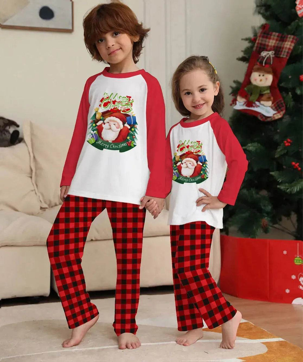 Christmas Parent-Child Clothes Set Long Sleeve T-Shirt Plaid Pants Family Matching Pajamas - EX-STOCK Canada