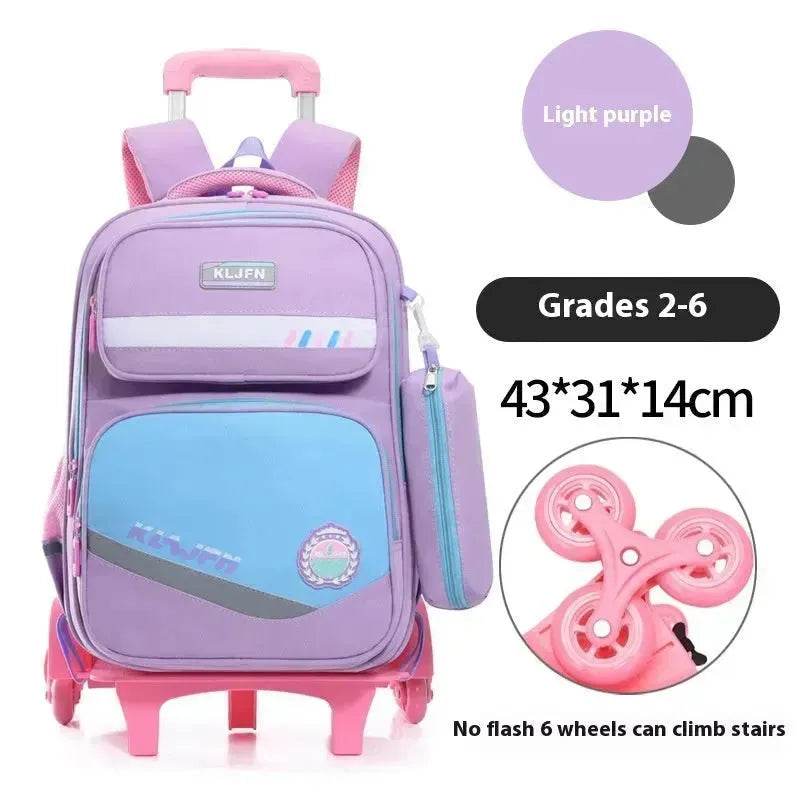 Portable Burden Alleviation Bull Wheel Trolley Schoolbag Bookbag for Boy and Girl - EX-STOCK Canada