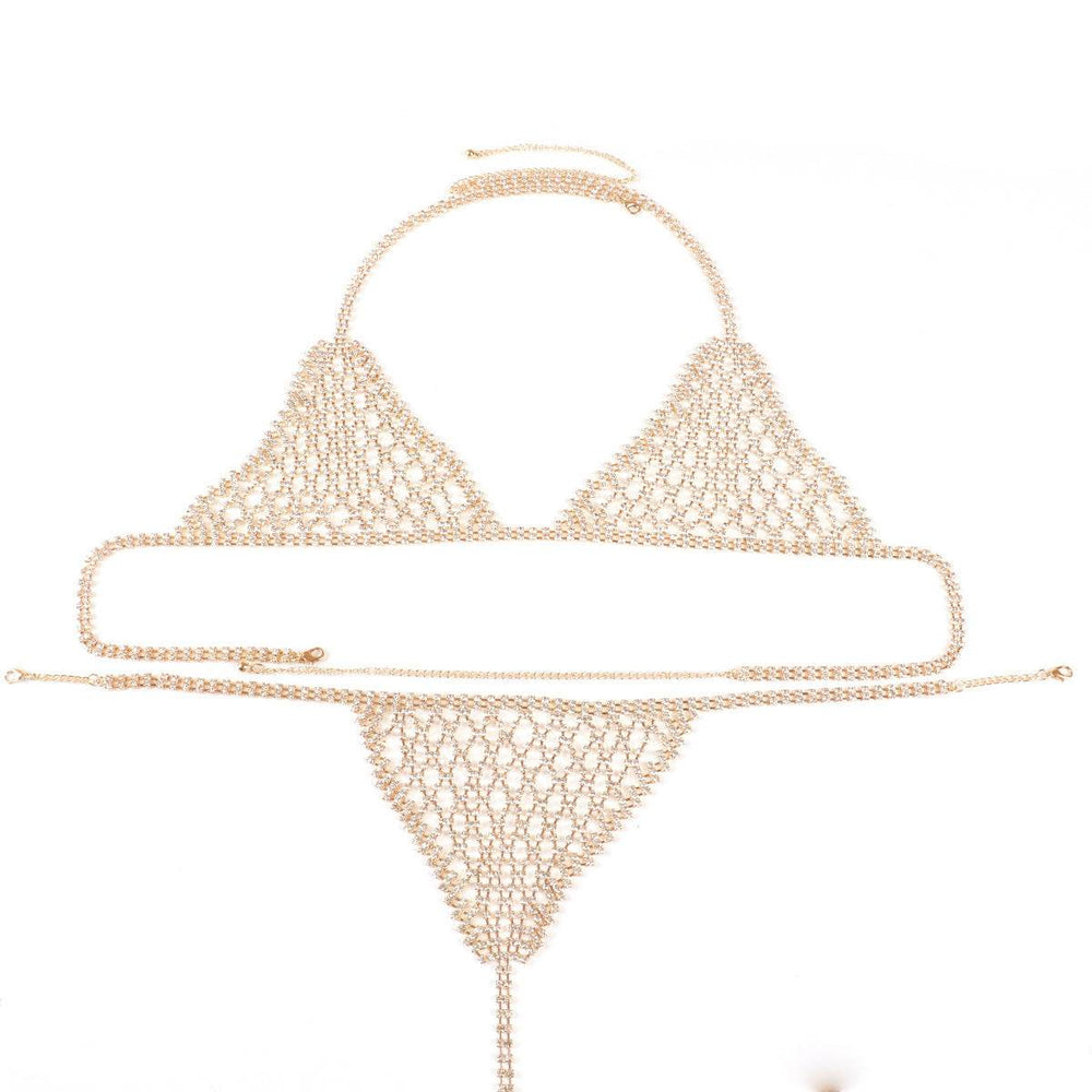 Lingerie Nightclub Body Chains – Diamond Rhinestone Bra and Panties Set - EX-STOCK Canada