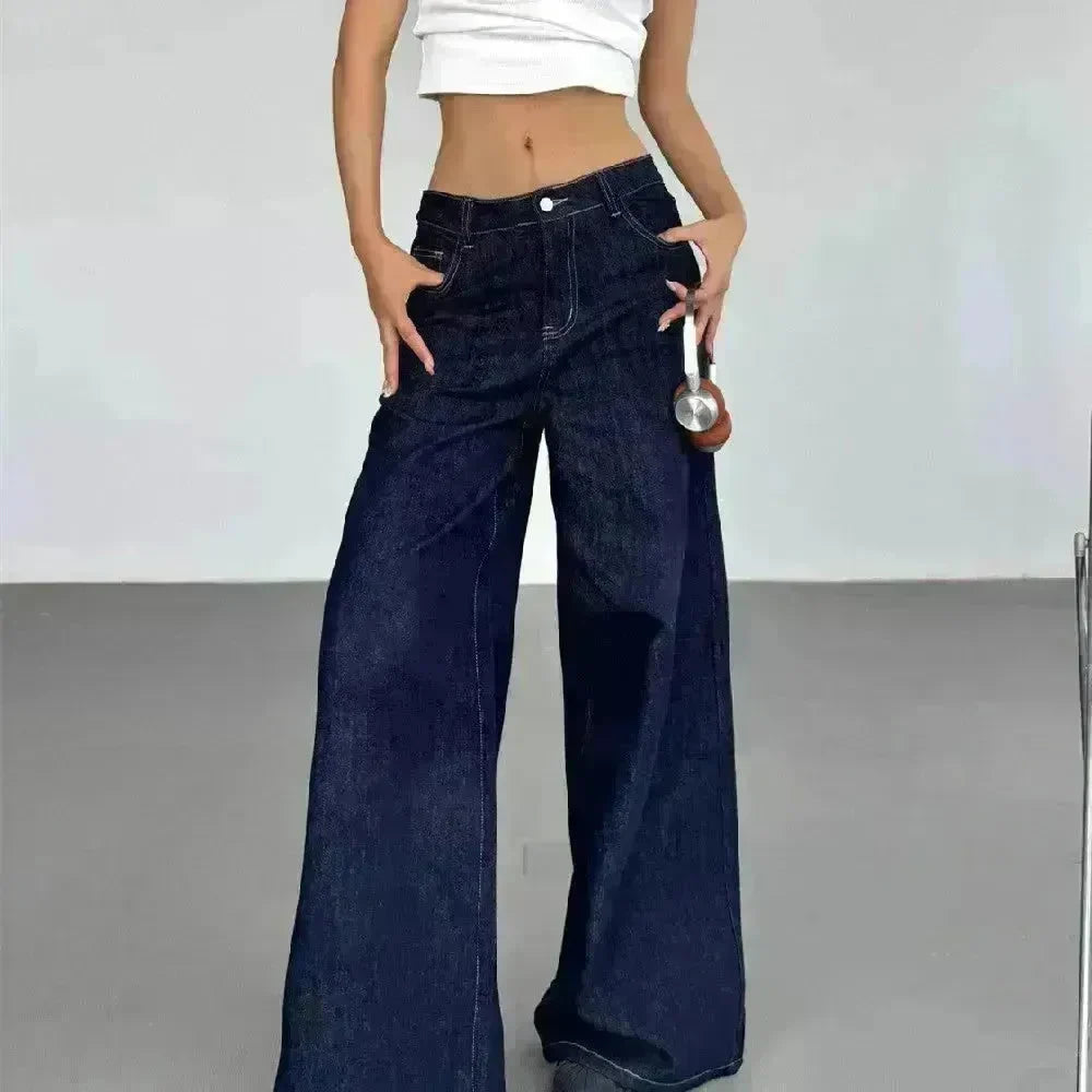 Fashion American Retro Wide Leg Baggy Jeans Pant For Women - EX-STOCK CANADA