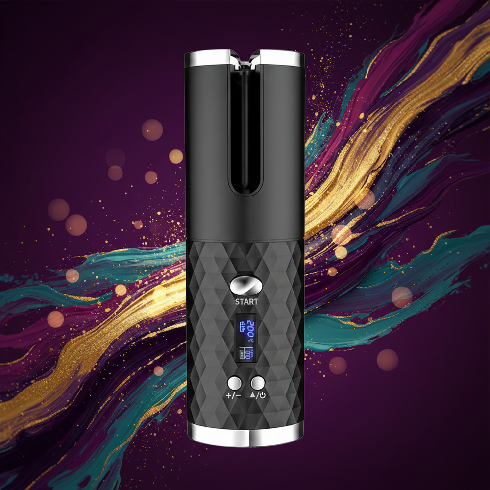 Cordless Automatic Hair Curler with LCD Display – USB Rechargeable, Ceramic Barrel
