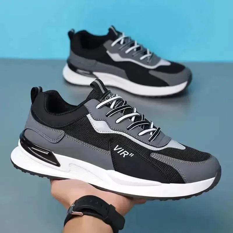 Men's Color Block Mesh Shoes Fashion Casual Lace-up Sneakers Outdoor Breathable Running Sports Shoes - EX-STOCK Canada