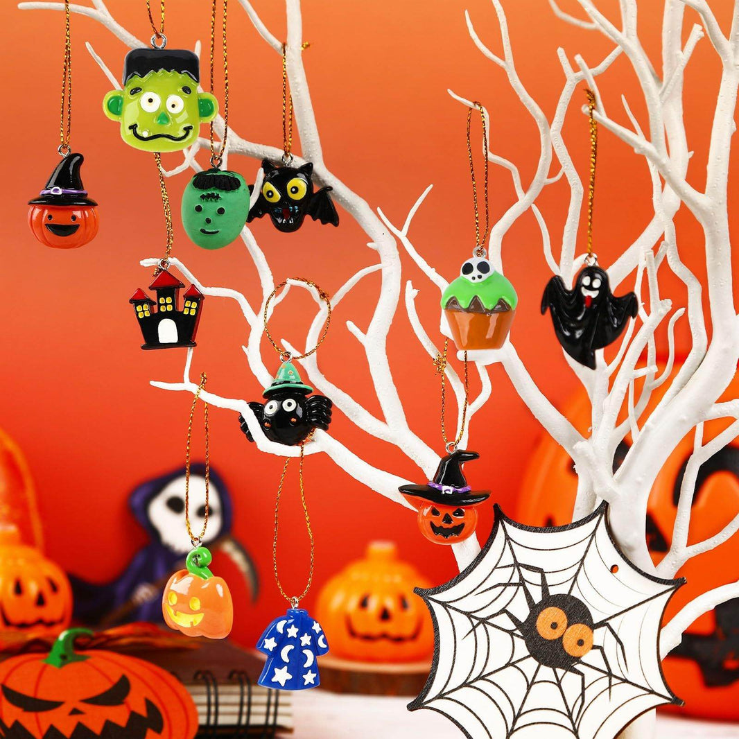 36PCS Mini Resin Halloween Ornaments - Tiny Hanging Decorations For Tree, Miniatures Figurines Charms With String, Resin Pendants For Party Decor, Small-Cannot Be Listed On Amazon Platform - EX-STOCK Canada