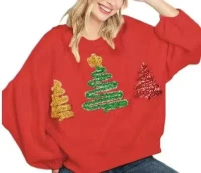 Women's Christmas Tree Casual Pullover Long Sleeve Sweater EX-STOCK Canada