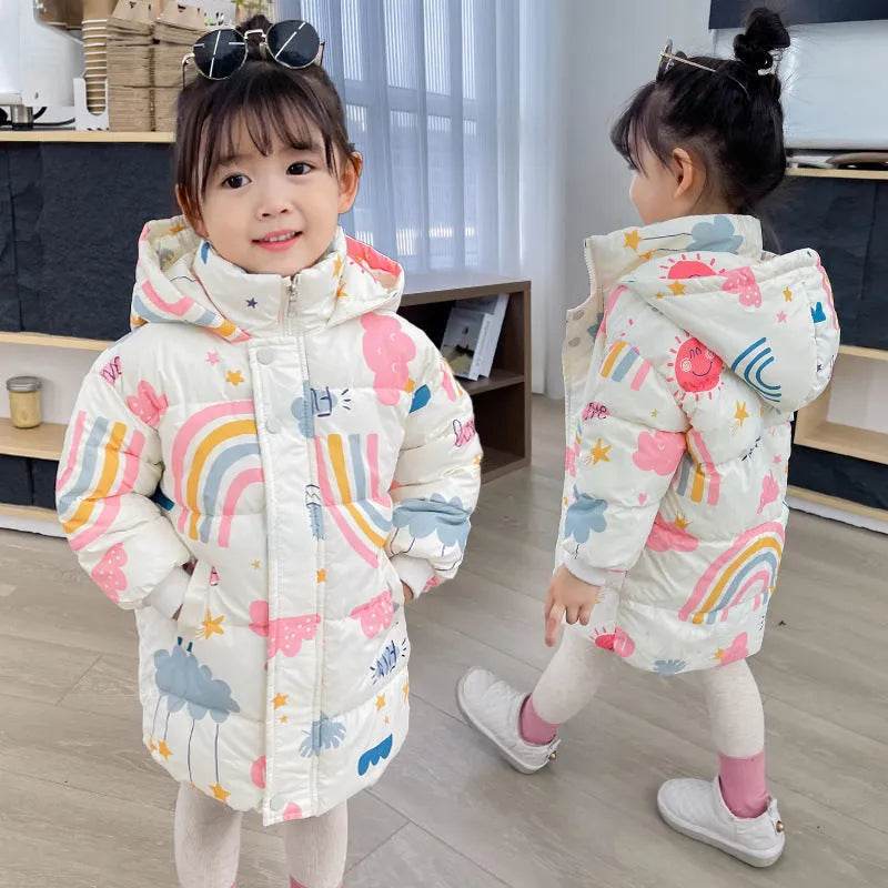 New Style Children's Down Jacket Middle Long Cute Thickened Cotton - EX-STOCK Canada