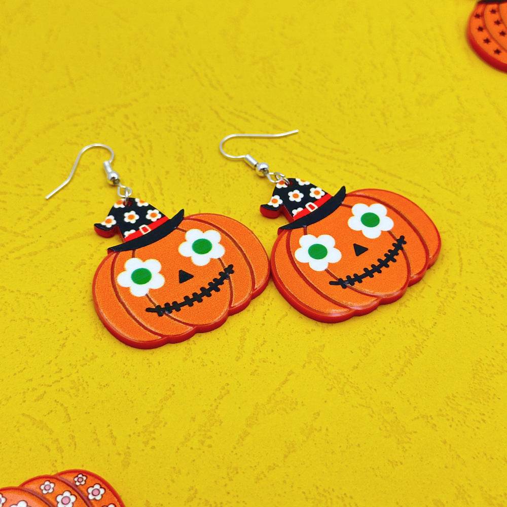 Halloween Day Ornament Colorful Ghost Eyes Funny Acrylic Earrings For Women - EX-STOCK Canada