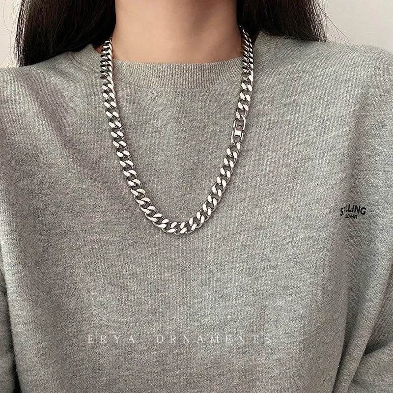 Thick Cuban Link Chain Titanium Steel Necklace Clavicle Chain - EX-STOCK Canada