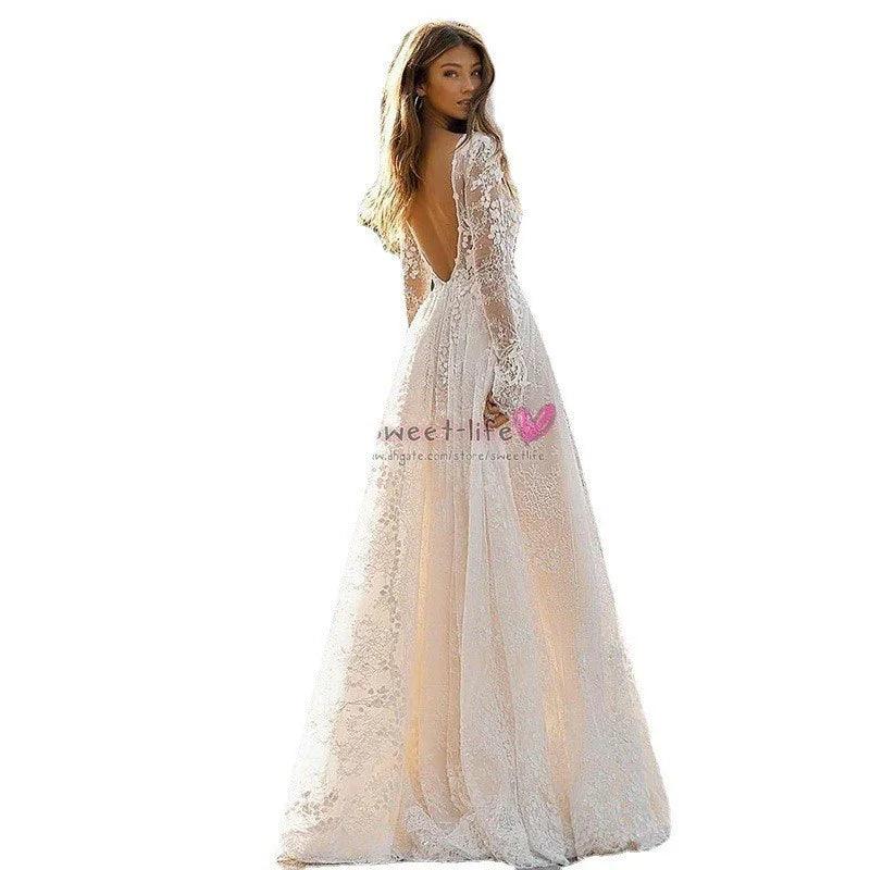 Women's Wedding Dress Lace Long Sleeve Dinner Party Gown EX-STOCK Canada