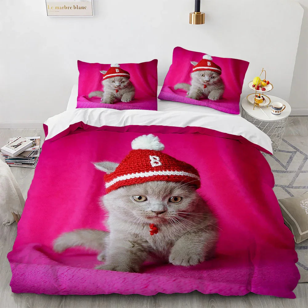 White Cute Cat Bedding Set Girl Ladies Bedroom Comfort Duvet Cover EX-STOCK Canada