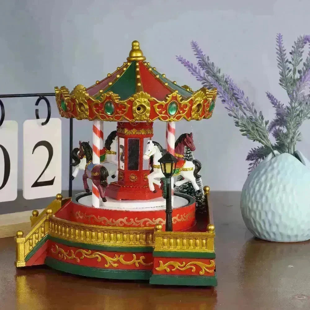 Christmas Gifts Merry Go Round Decorations Music Box LED Lights - EX-STOCK CANADA