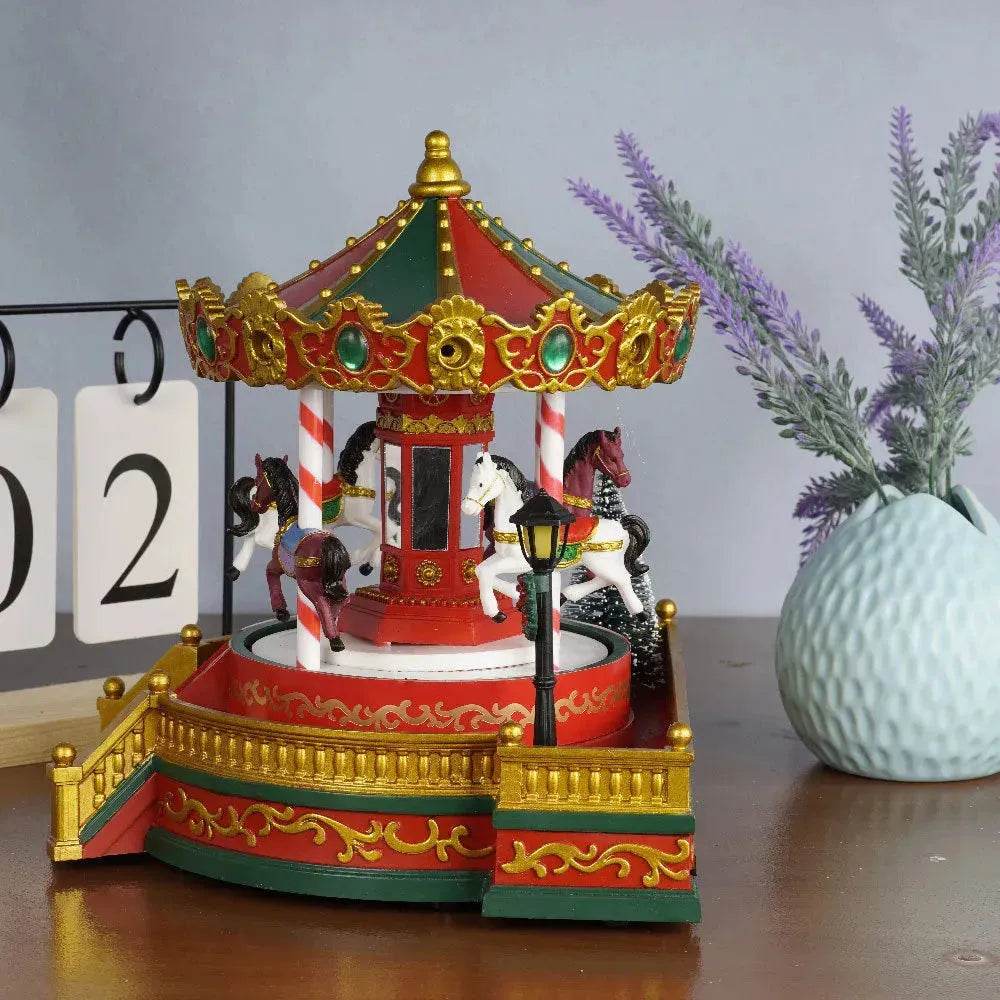 Christmas Gifts Merry Go Round Decorations Music Box LED Lights - EX-STOCK Canada