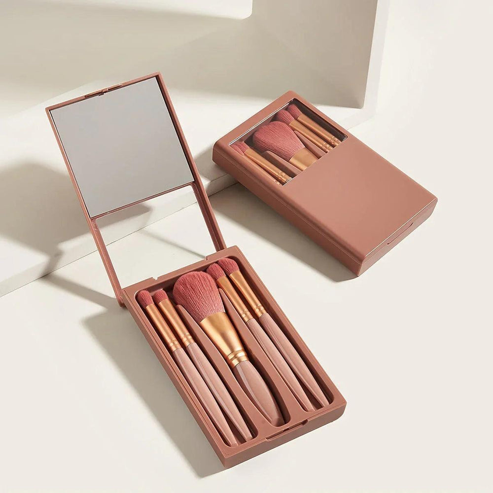 5 PCs Makeup Brushes With Mirror Travel Set EX-STOCK Canada