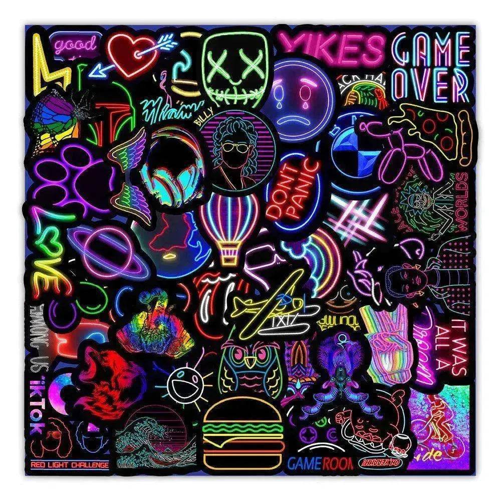 50 New Neon Stickers Car Trunk Phone Water Cup Decoration Stickers - EX-STOCK Canada