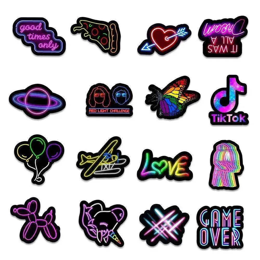 50 New Neon Stickers Car Trunk Phone Water Cup Decoration Stickers - EX-STOCK Canada