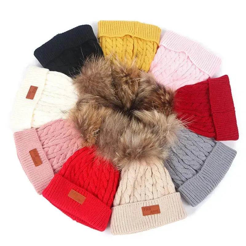 Children Winter Hat kids beanies Kids winter hat baby boy and girl warm woolen beanies faux fur beanies - EX-STOCK Canada