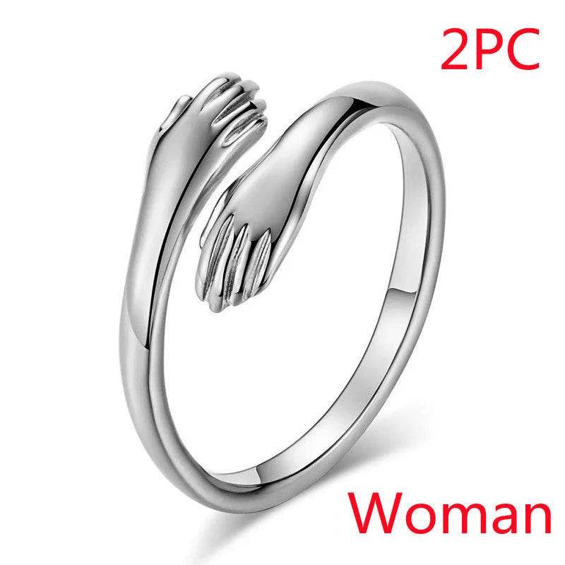 Alloy Simple Hands Hug Ring Opening Adjustable Jewelry - EX-STOCK Canada