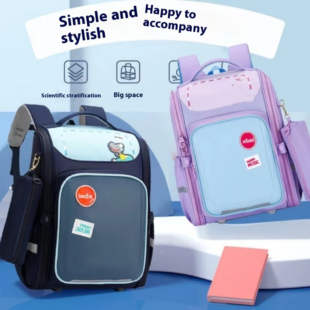 Schoolbag Boys And Girls Burden Reduction Spine Protection Water-proof Large Capacity EX-STOCK