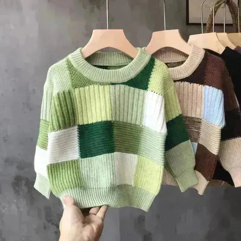 Kids Winter Thick Knitted Sweater top Crew neck Children - EX-STOCK CANADA