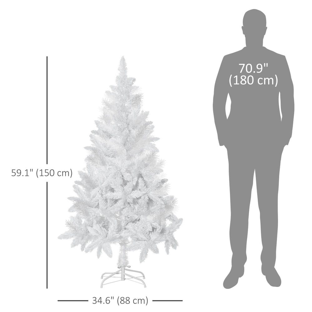 5ft Artificial Christmas Tree With Pine Realistic Branches, Auto Open, For Indoor Decoration, White EX-STOCK Canada