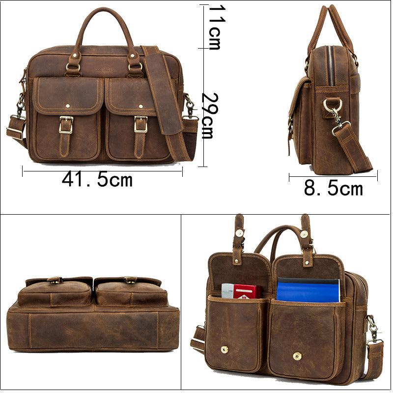 Retro Crazy Horse Cowhide Large Capacity Leather Travel Bag | EX-STOCK Canada