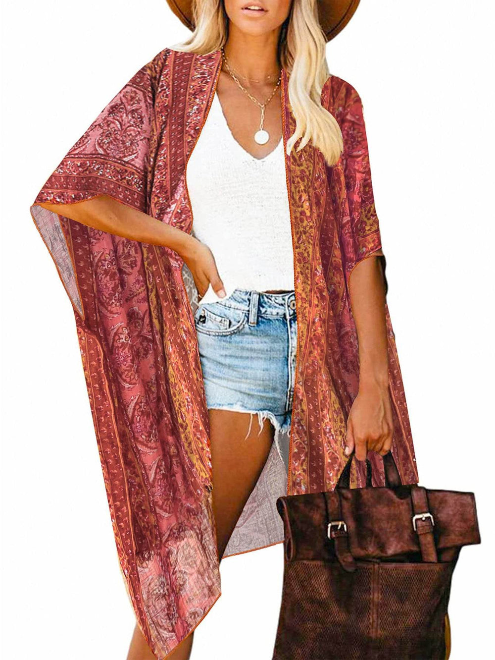 Spring Summer Printed Sun Protection Beach Kimono Cardigan Blouse top Women - EX-STOCK Canada