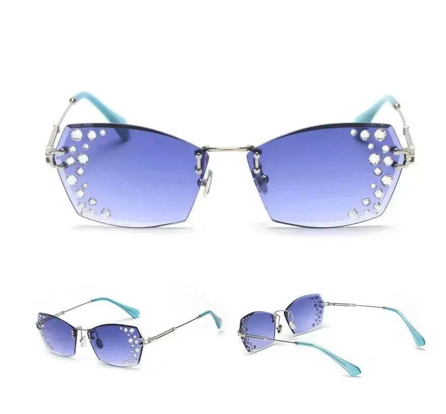 Fashion Trendy Classy Frameless Crystal Sunglasses Women Shades Rimless Rhinestone Sun Glasses Female diamonds Party Eyewear - EX-STOCK Canada
