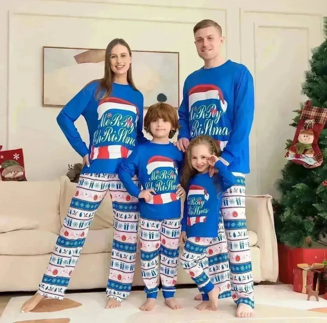 Matching Family Pajamas Sets Christmas PJ's Letter Print Top And Plaid Pants Jammies Sleepwear - EX-STOCK CANADA
