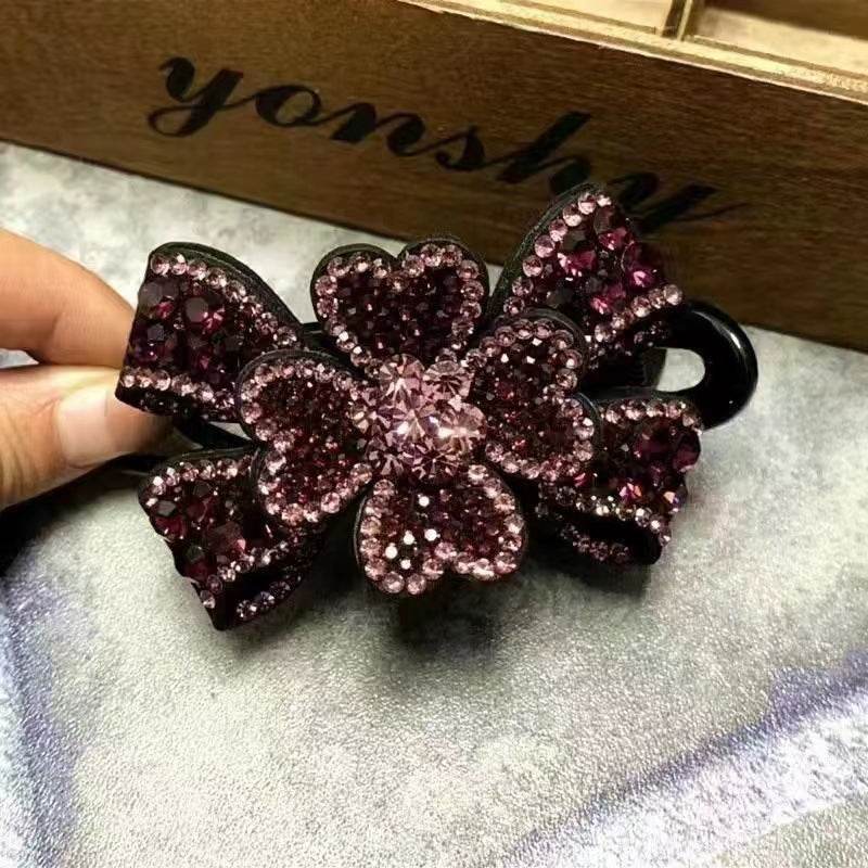 Elegant Rhinestone Barrette Flower Hair Clip - EX-STOCK Canada