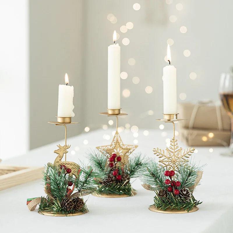 Bougeoir de Noël en fer forgé doré pour décoration de fenêtreEX-STOCK Canada