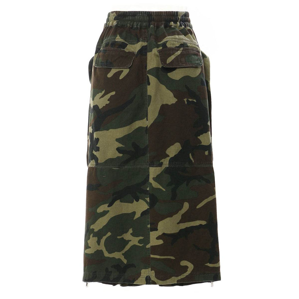 Three-dimensional Camouflage Zipper Pocket Side Slit pencil Midi Cargo Skirt - EX-STOCK Canada