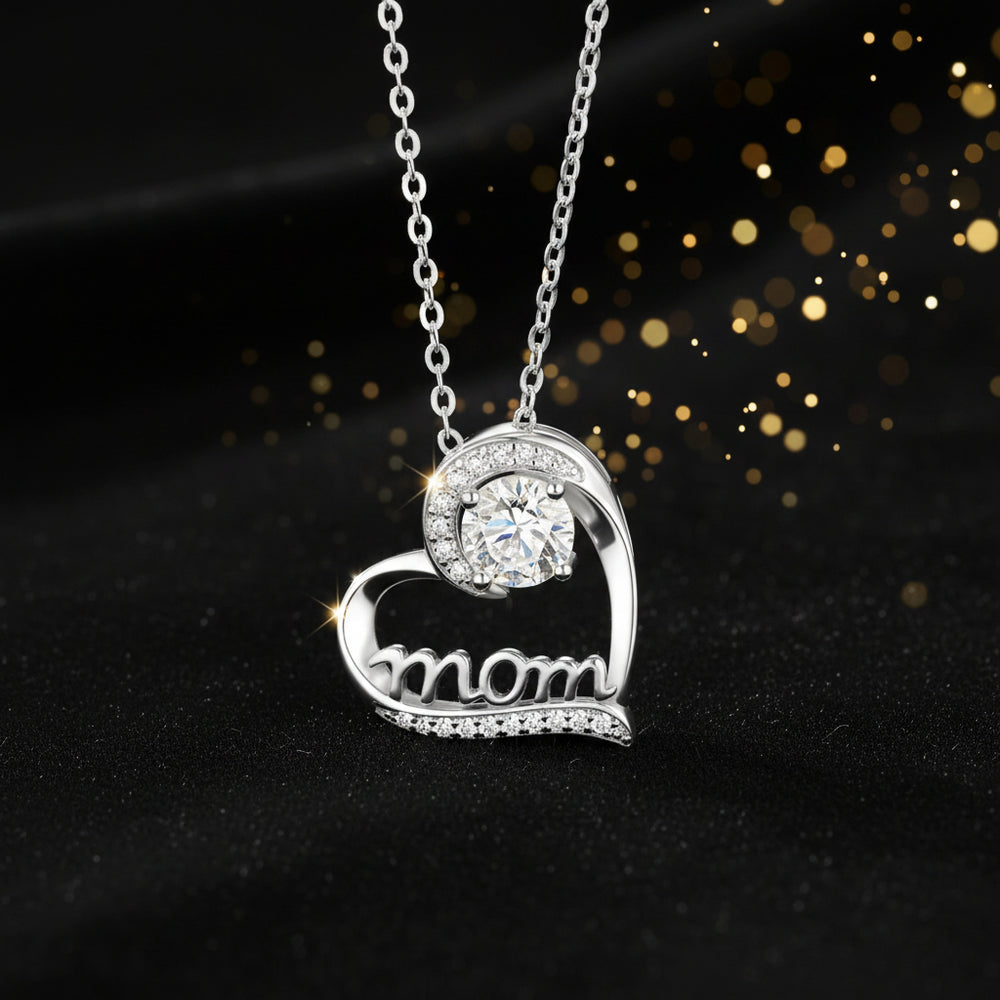 Pendentif Collier Solitaire Moissanite 1 Carat – Argent 925 Plaqué Platine | Certifié GRA