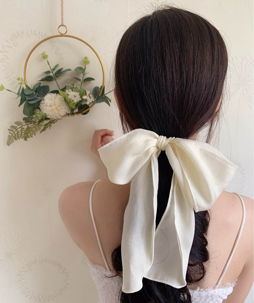 Silk satin oversized bow tie Hair Scrunchies ponytail Holder - EX-STOCK Canada