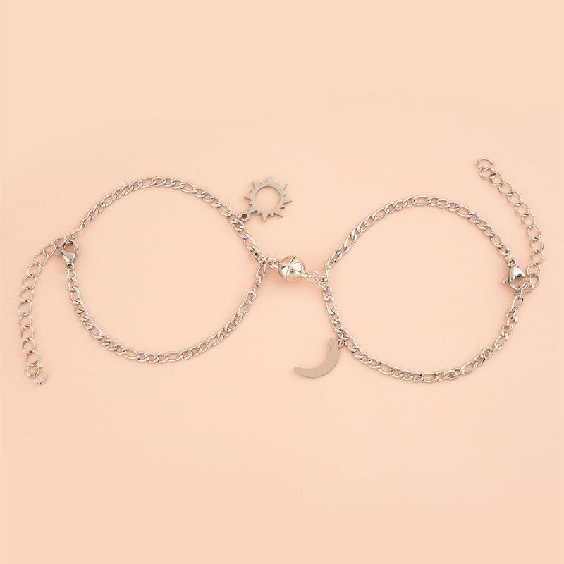 Stainless Steel Sun Moon Ball Magnetic Attachment Couple Bracelet - EX-STOCK Canada