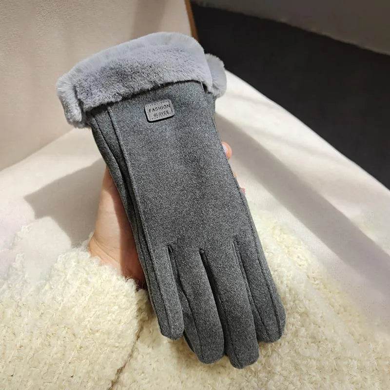 Fleece Lined Padded Warm Keeping Cute Suede Riding Gloves - EX-STOCK Canada