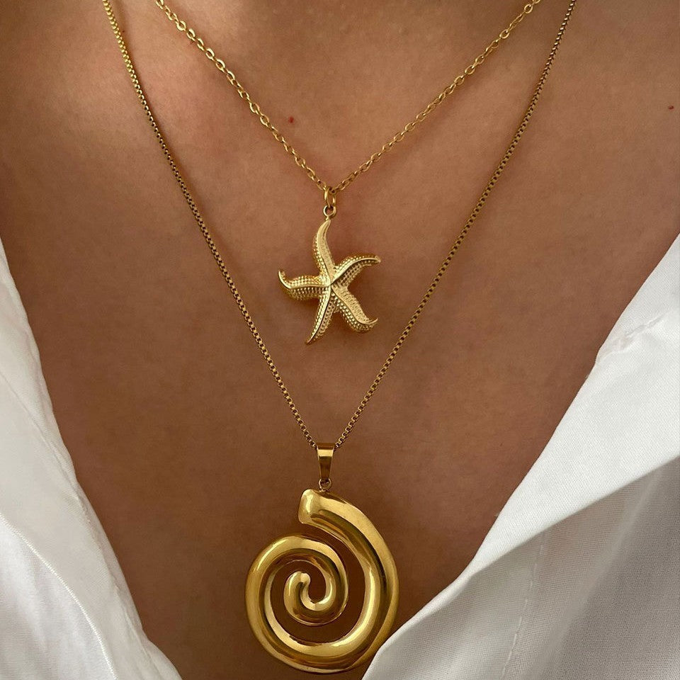 Women's Stainless Steel Starfish Conch Necklace EX-STOCK