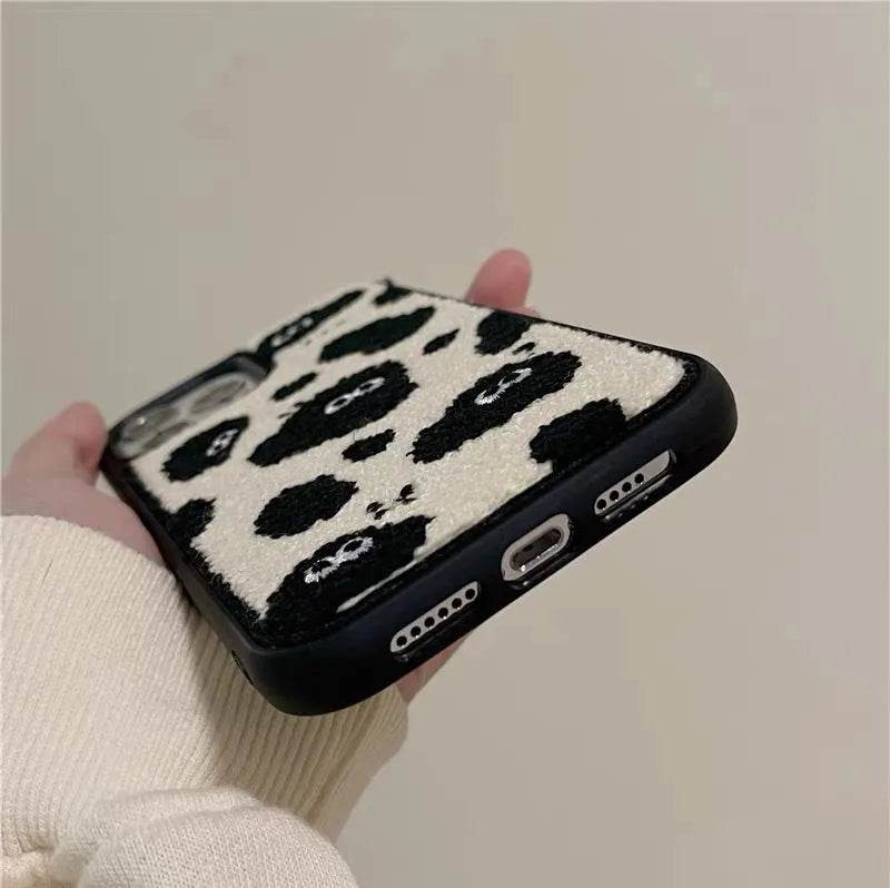 Plush Embroidery Cute Briquettes Silicone iphone Case women - EX-STOCK Canada