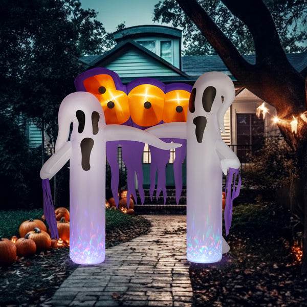 9.8ft White Ghost Arch 3 LED Lights And 2 Colorful Light Plates Halloween Inflatable Decoration - EX-STOCK Canada