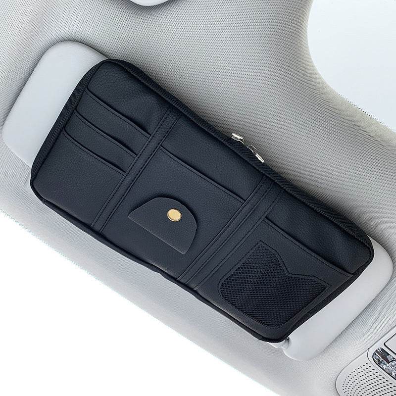Car Sun Visor Organizer Storage Holder Full Leather Wrap - EX-STOCK Canada