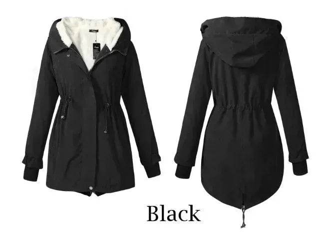 Women Work Hooded collar up Winter Jacket Woolen Lining - EX-STOCK Canada