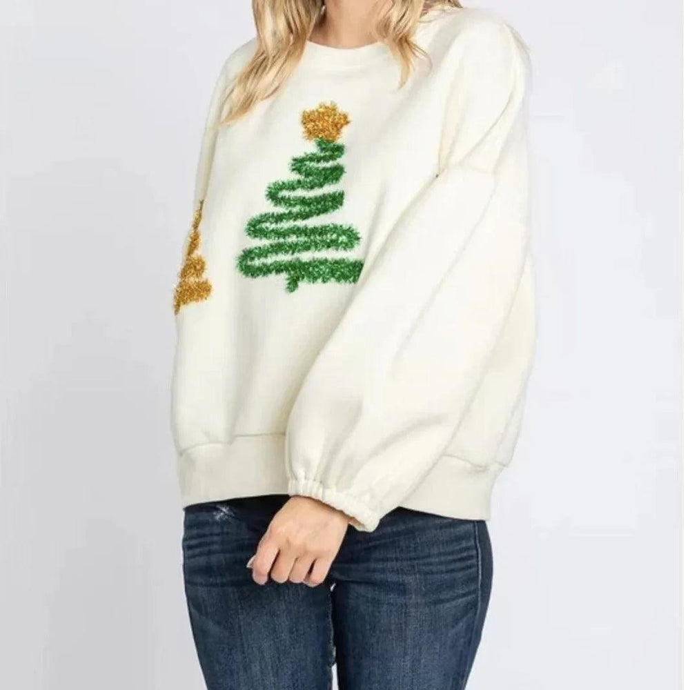 Pull-over décontracté pour femme à manches longues avec motif de NoëlEX-STOCK Canada