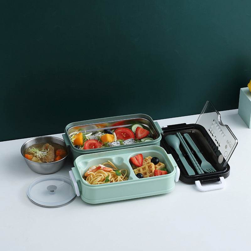 Insulated Stainless Steel Double-Layer Lunch Box for Work & School - EX-STOCK Canada