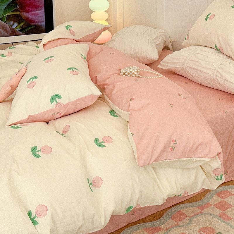Four-piece Bed Set Pure Cotton Student Dormitory Duvet Cover Sheets EX-STOCK Canada