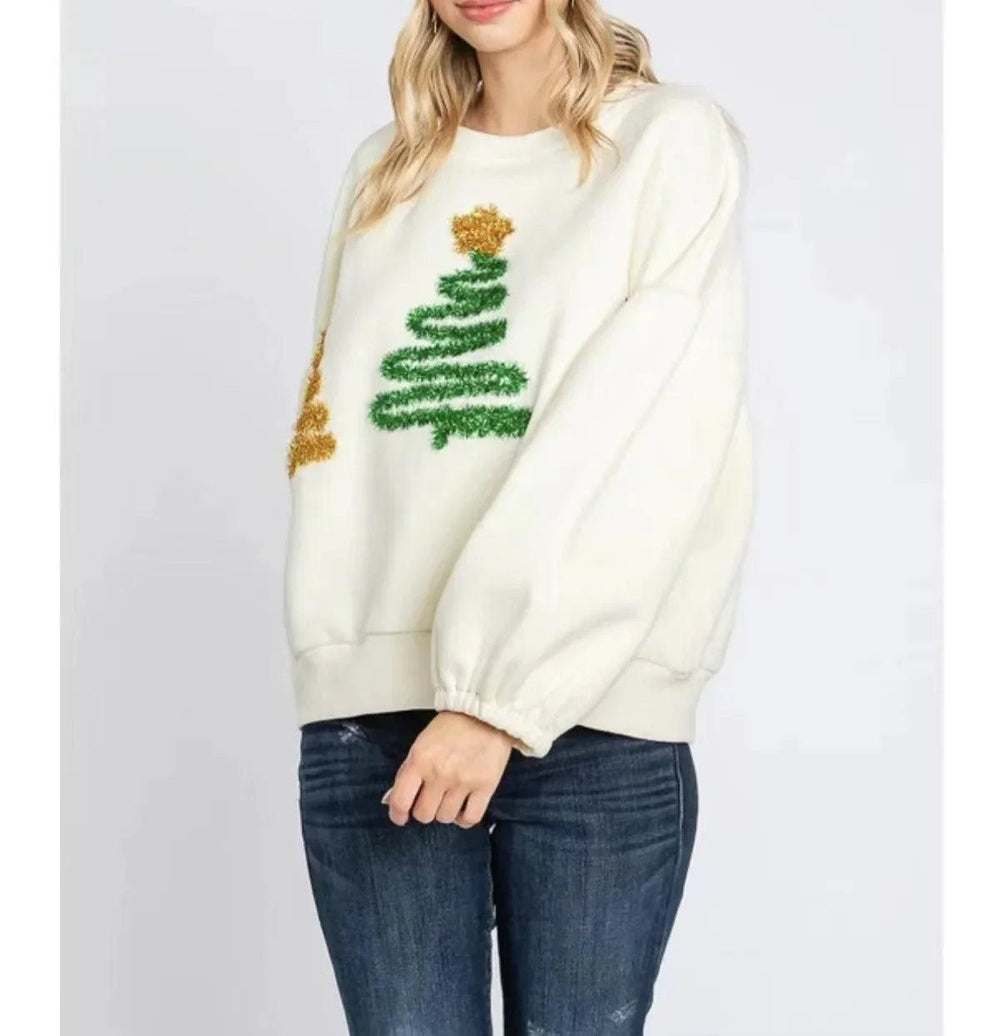 Pull-over décontracté pour femme à manches longues avec motif de NoëlEX-STOCK Canada