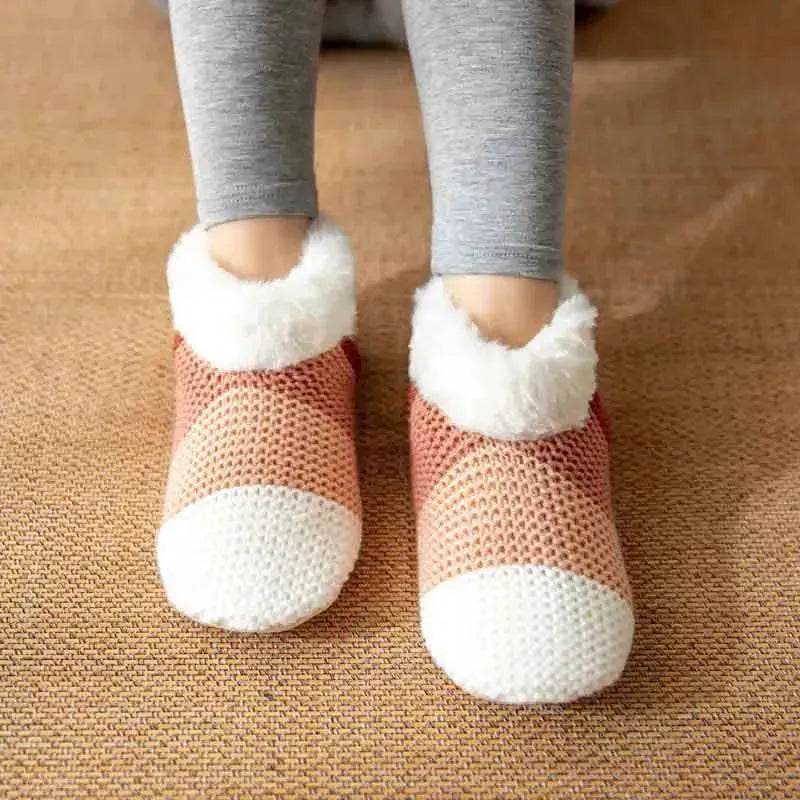 Women's Color-matching Knitted Plush Floor Socks Home Indoor Warm Non-slip Carpet Socks Winter Fashion - EX-STOCK Canada
