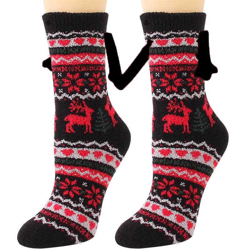 Soft Carton Christmas-themed Fleece Winter Home socks for Women - EX-STOCK Canada