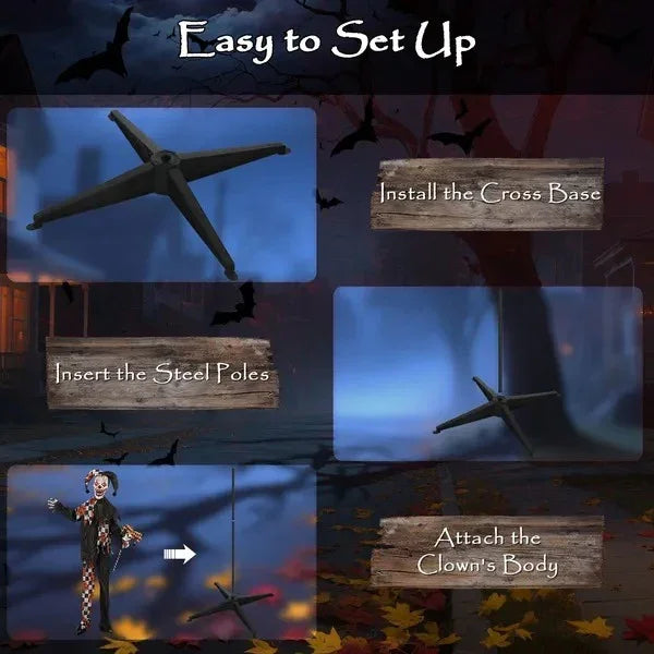 Life Size Halloween Animated Clown With Red Light Up Eyes, Sound Activated Scary Halloween Decorations, Battery Operated EX-STOCK Canada