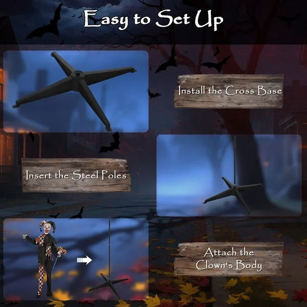 Life Size Halloween Animated Clown With Red Light Up Eyes, Sound Activated Scary Halloween Decorations, Battery Operated EX-STOCK Canada