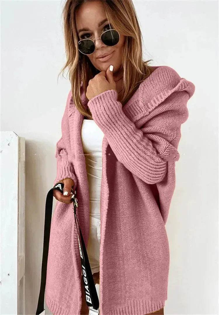 Oversized Head cover Knitted Long Kimono Cashmere Cardigan for Women - EX-STOCK Canada