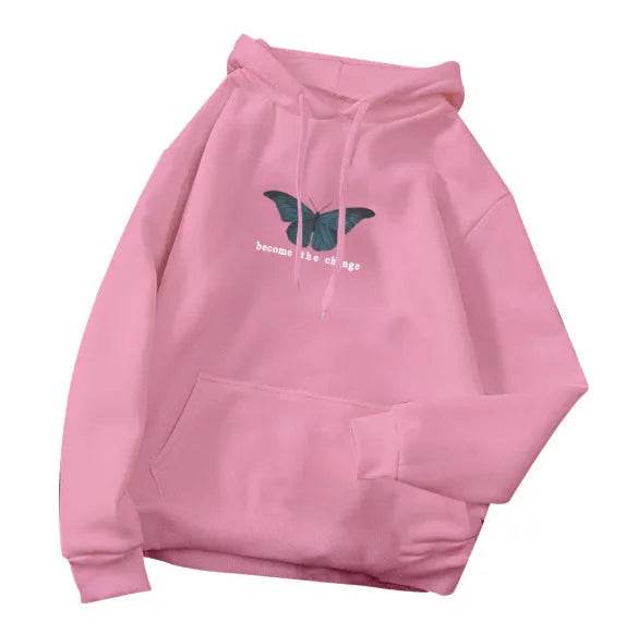 Women Single Butterfly Autumn And Winter Loose Hoodie Pullover sweatshirt - EX-STOCK Canada